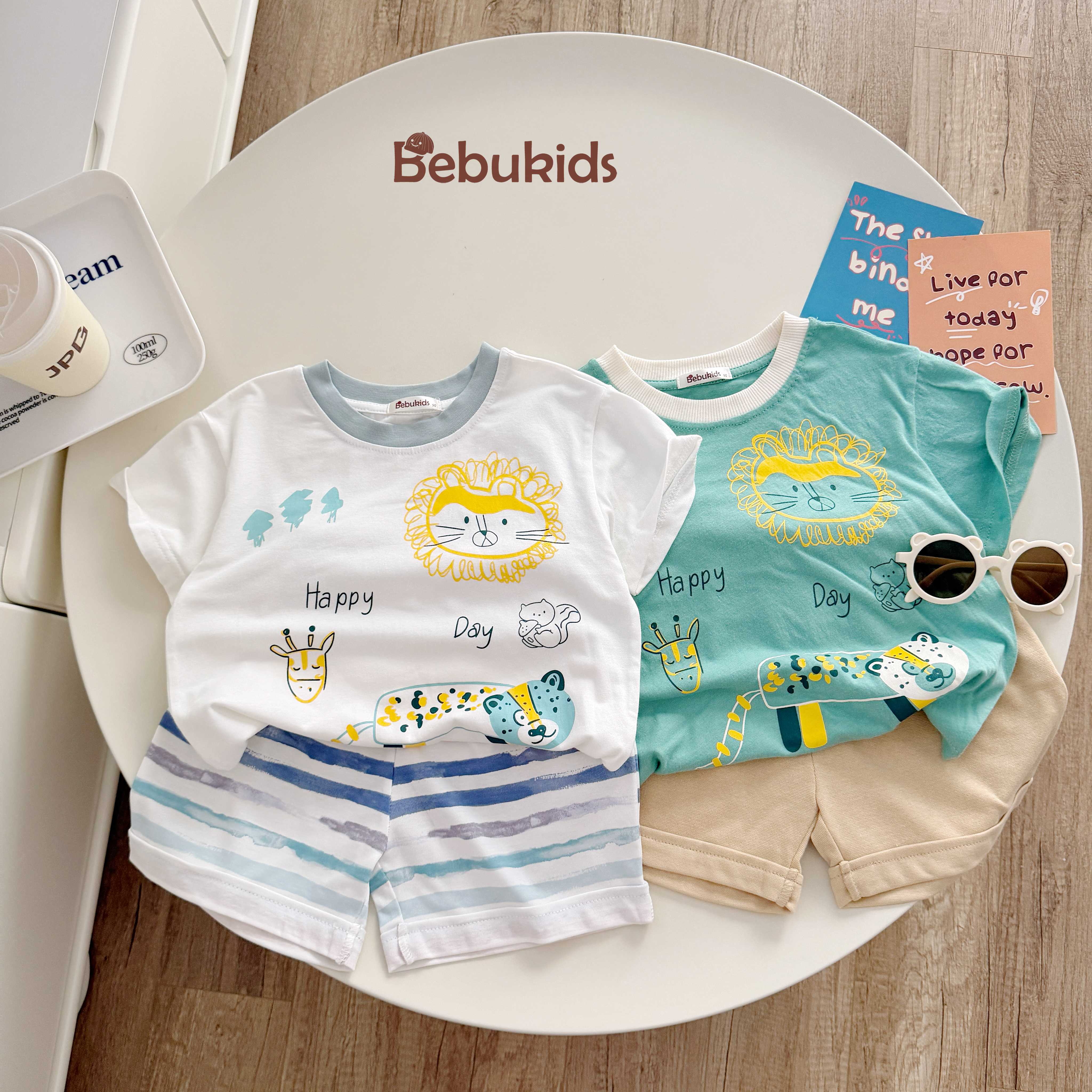 Bộ cộc quần đùi bé trai không cổ