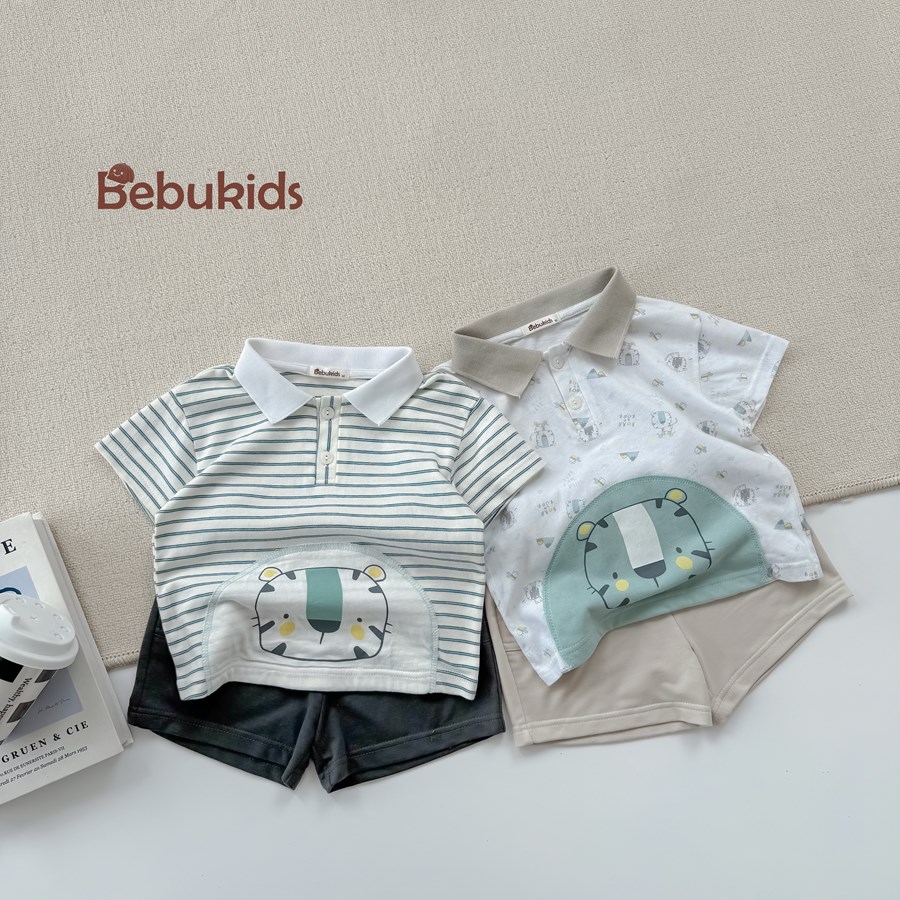 Bộ cộc quần đùi bé trai có cổ