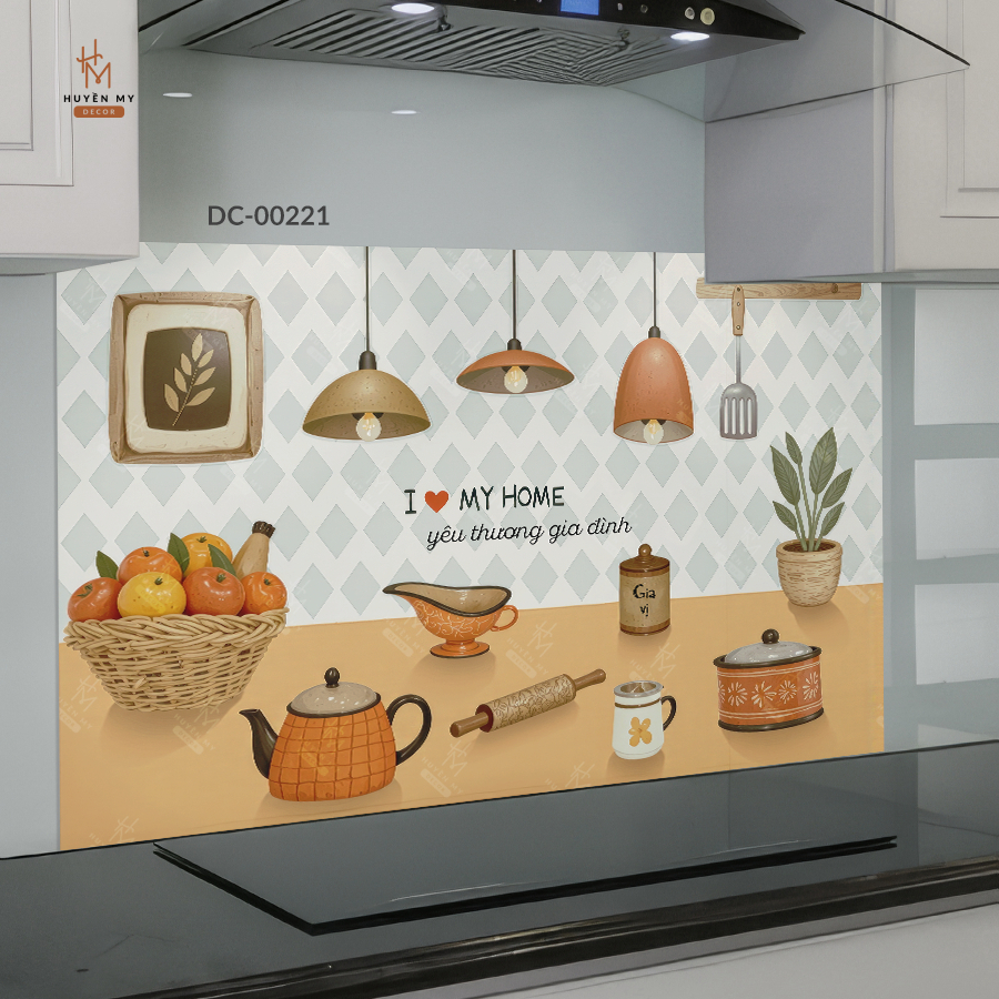 Decal Trang Trí Bếp Cute, Decal Dán Kính, Dán Tường Bếp Chống Dầu Mỡ – Huyền My Decor