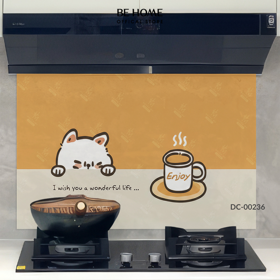 Decal Dán Bếp Chú Mèo Dễ Thương PVC Chống Nước – Decal Dán Kính, Dán Tường Bếp, Chống Dầu Mỡ, Dễ Lau – BeHome Decor