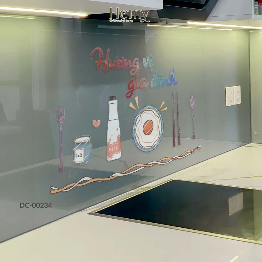 Decal Dán Bếp Dễ Thương, Hiện Đại, Mẫu Mã Đẹp, PVC Chống Nước, Chống Dầu Mỡ, Dễ Lau Chùi - HeMy Decor