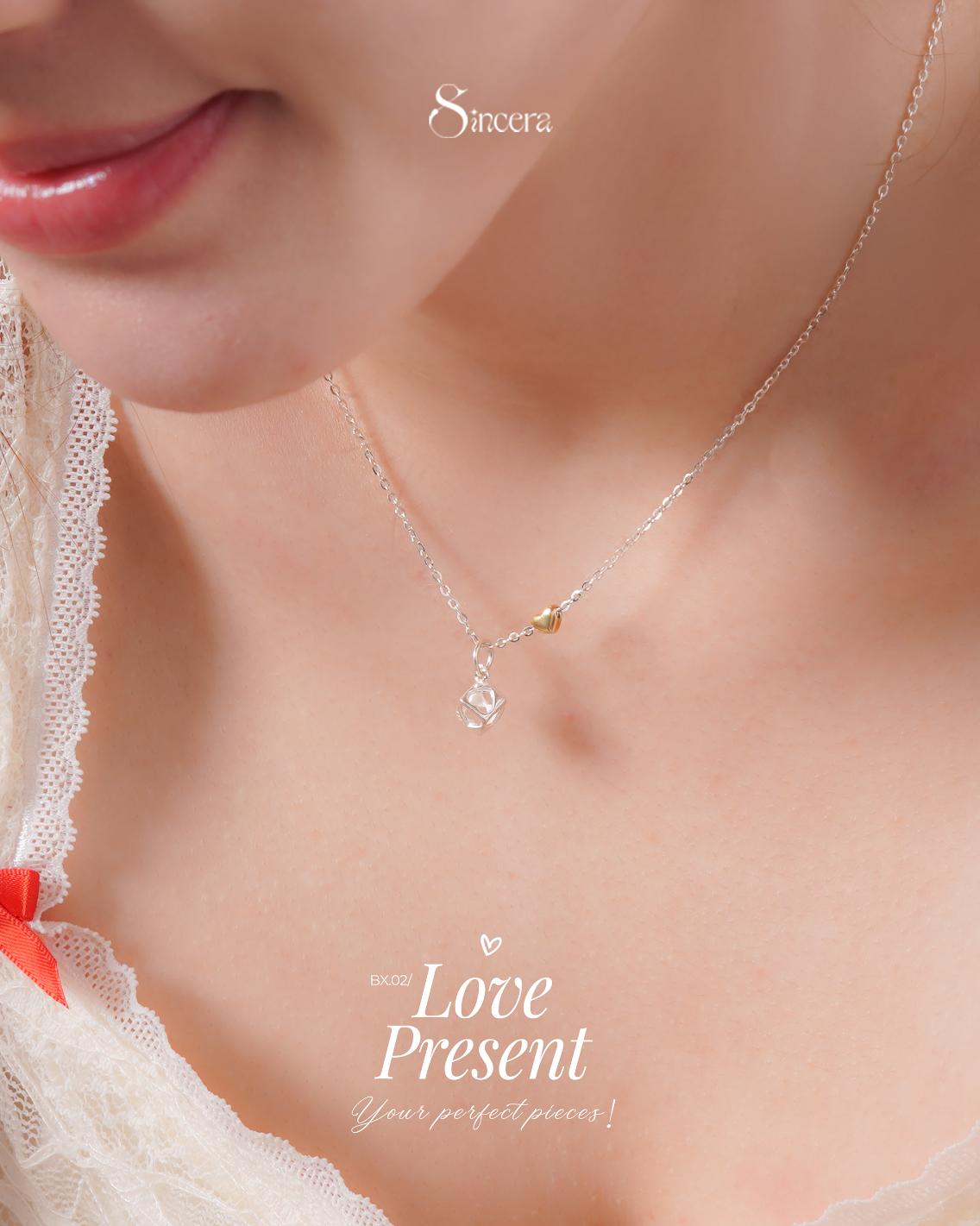 Dây Chuyền Sincera CUBEHEART | Mặt Tim Xi Vàng 18K 3