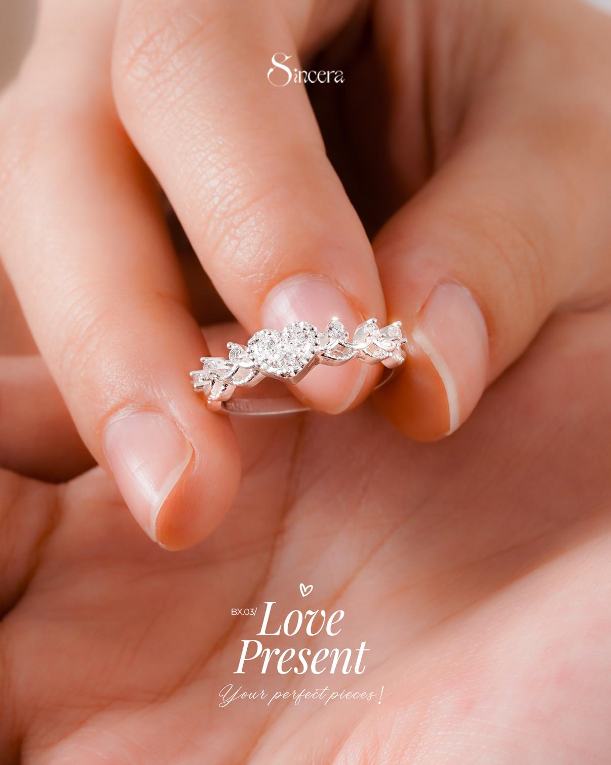 Nhẫn Sincera HEARTY 46N285 | Bạc s925