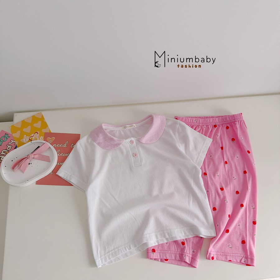 Bộ cộc quần lỡ bé gái có cổ