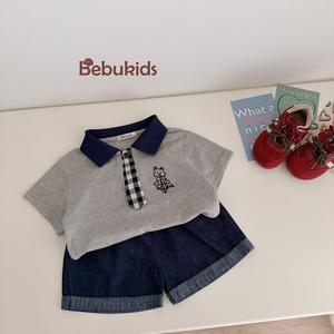 Bộ cộc quần đùi bé trai có cổ