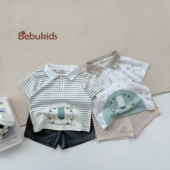 Bộ cộc quần đùi bé trai có cổ