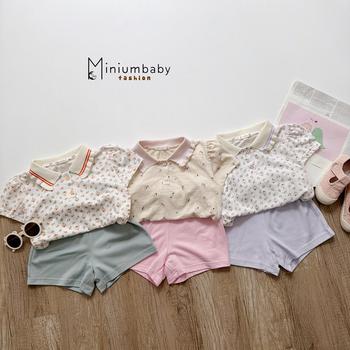 Bộ cộc quần đùi bé gái có cổ