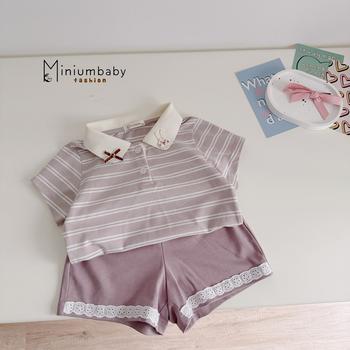 Bộ cộc quần đùi bé gái có cổ