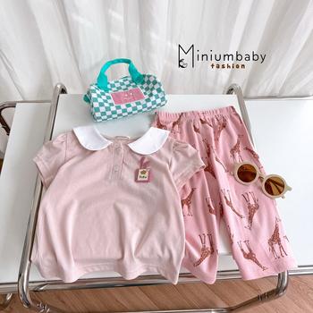 Bộ cộc quần lỡ bé gái có cổ