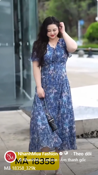 18358-Đầm maxi voan hoa xanh tay tiên cổ cột dây thắt nơ ( voan,lót)