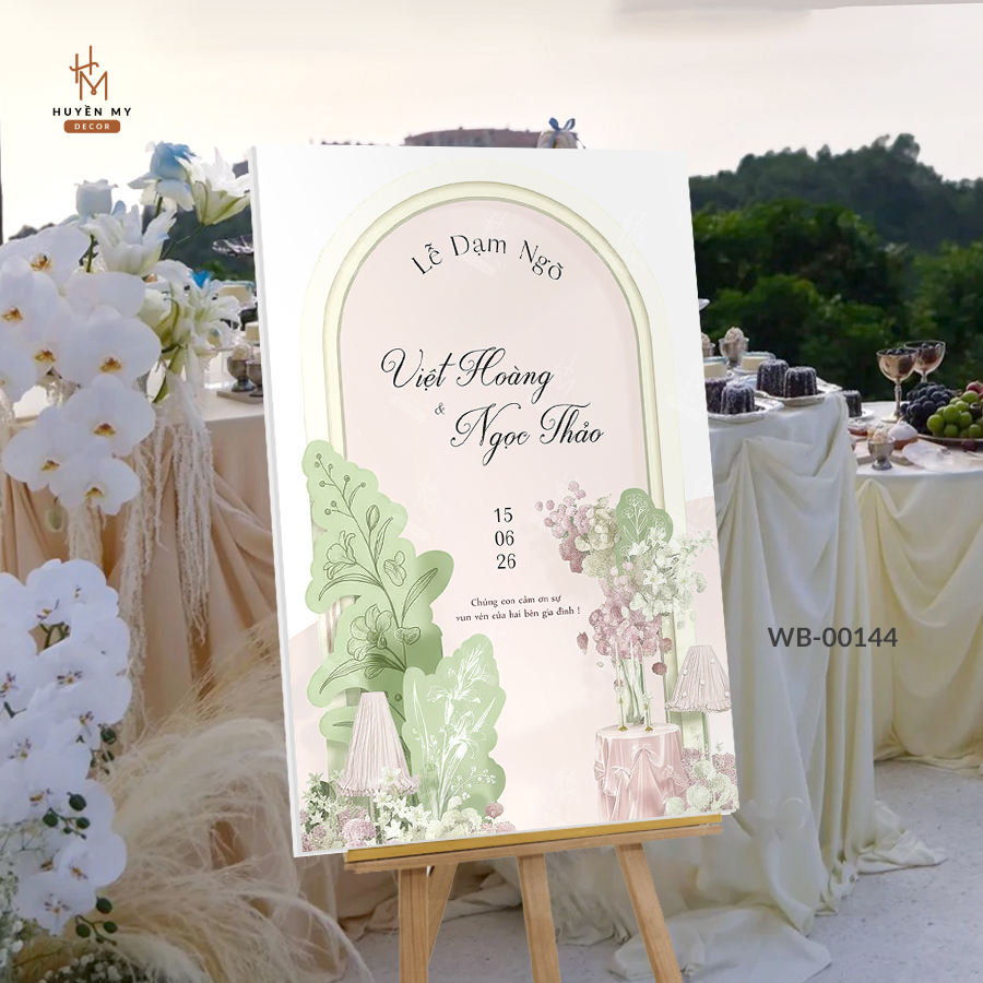 Bảng Chào Trang Trí Tiệc Cưới, Lễ Thành Hôn, Đám Hỏi, Phụ Kiện Sảnh Tiệc Sang Trọng, In Tên Yêu Cầu - Huyền My Decor