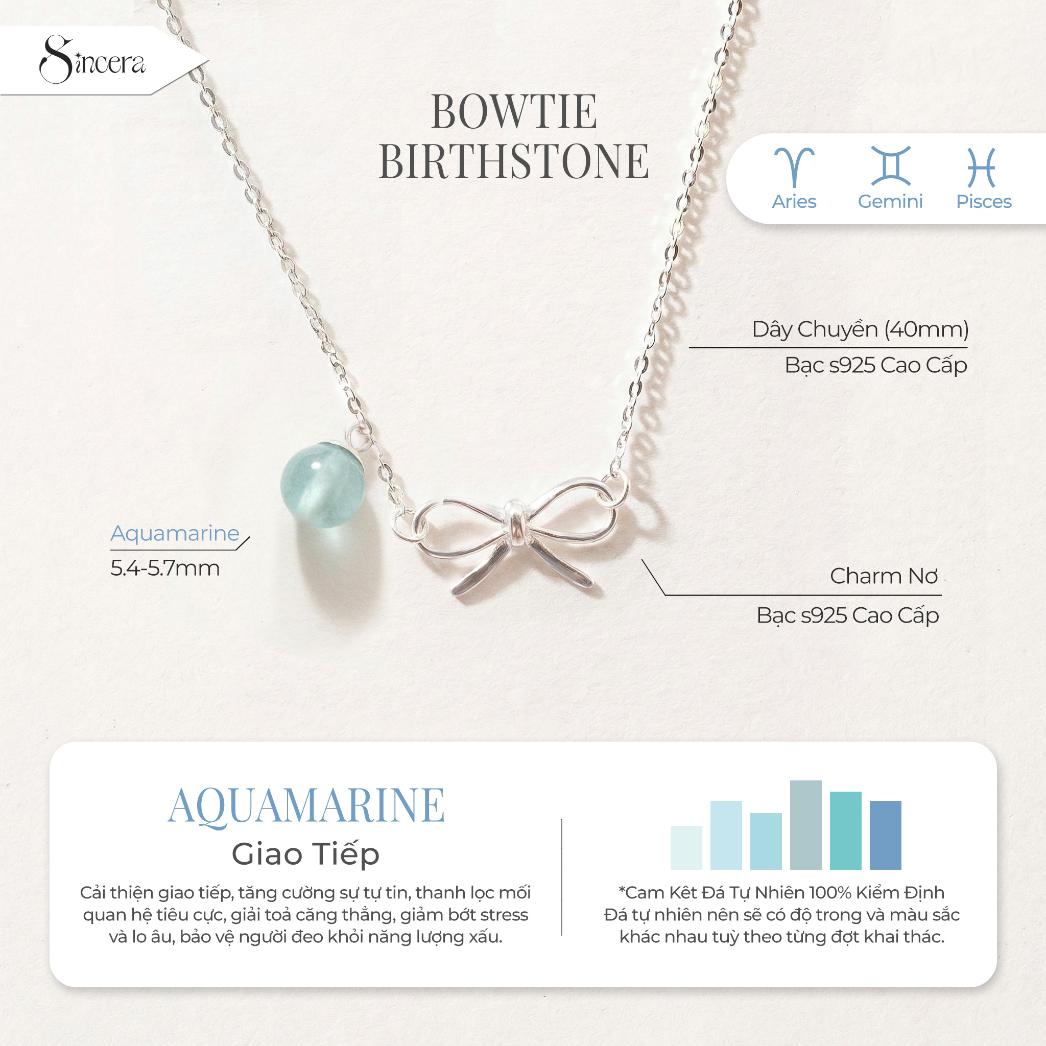 Dây Chuyền Sincera Bowtie Birthstone | Bạc s925 Mix Đá 1