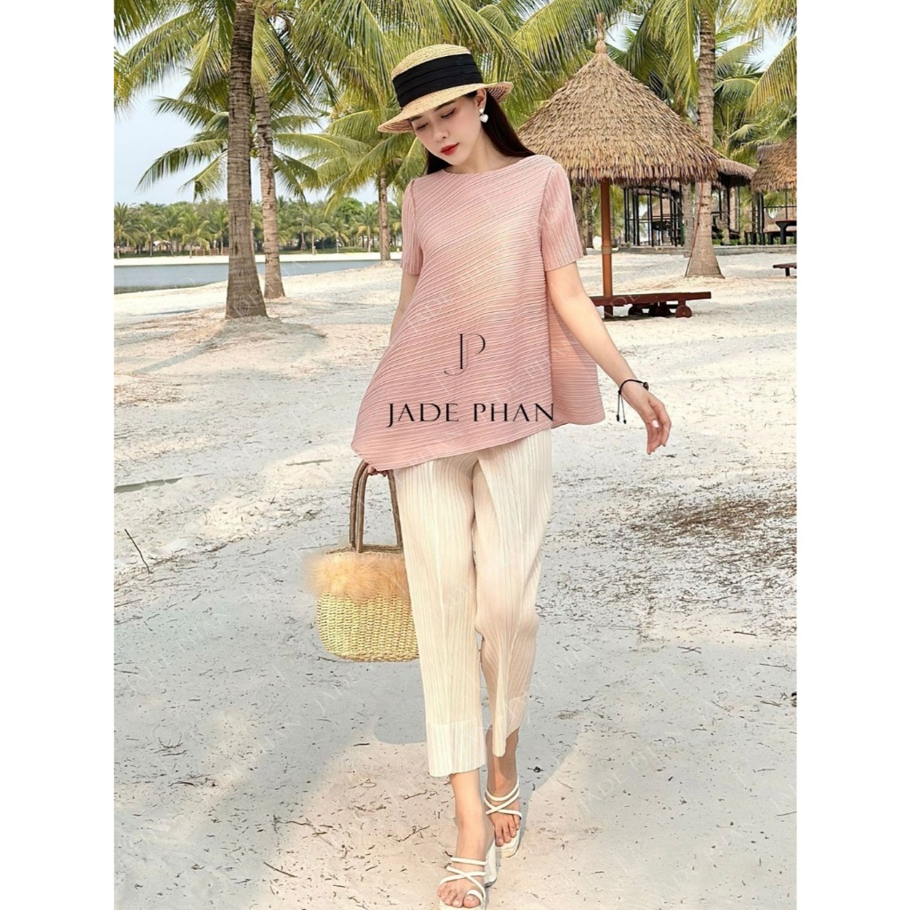 Set gồm áo và quần, bộ quần áo xếp ly lò xo thanh lịch Jennie Daisy