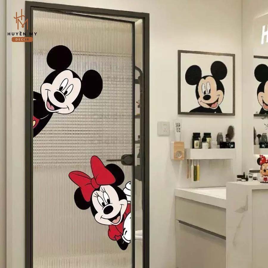 Decal Dán Hình Mickey Xinh Xắn - Decor Cửa kính , Gương , Dễ Dán Dễ Gỡ, Chống Nước Bền Đẹp - HuyenMy Decor