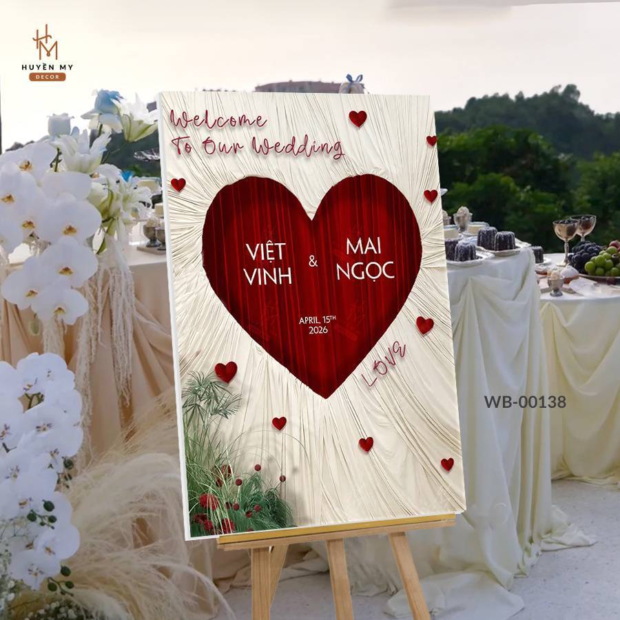 Bảng Chào Trang Trí Tiệc Cưới, Lễ Thành Hôn, Đám Hỏi, Phụ Kiện Sảnh Tiệc Sang Trọng, In Tên Yêu Cầu - Huyền My Decor