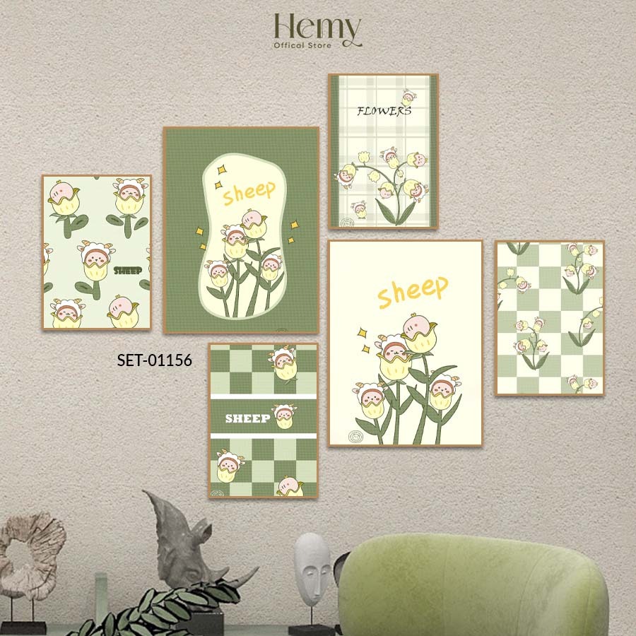 Set 6 Tranh Formex Dán Tường Họa Tiết Hoa Cute, Decor Phòng Học, Phòng Ngủ Dễ Thương, Quán Cafe - HeMy Decor