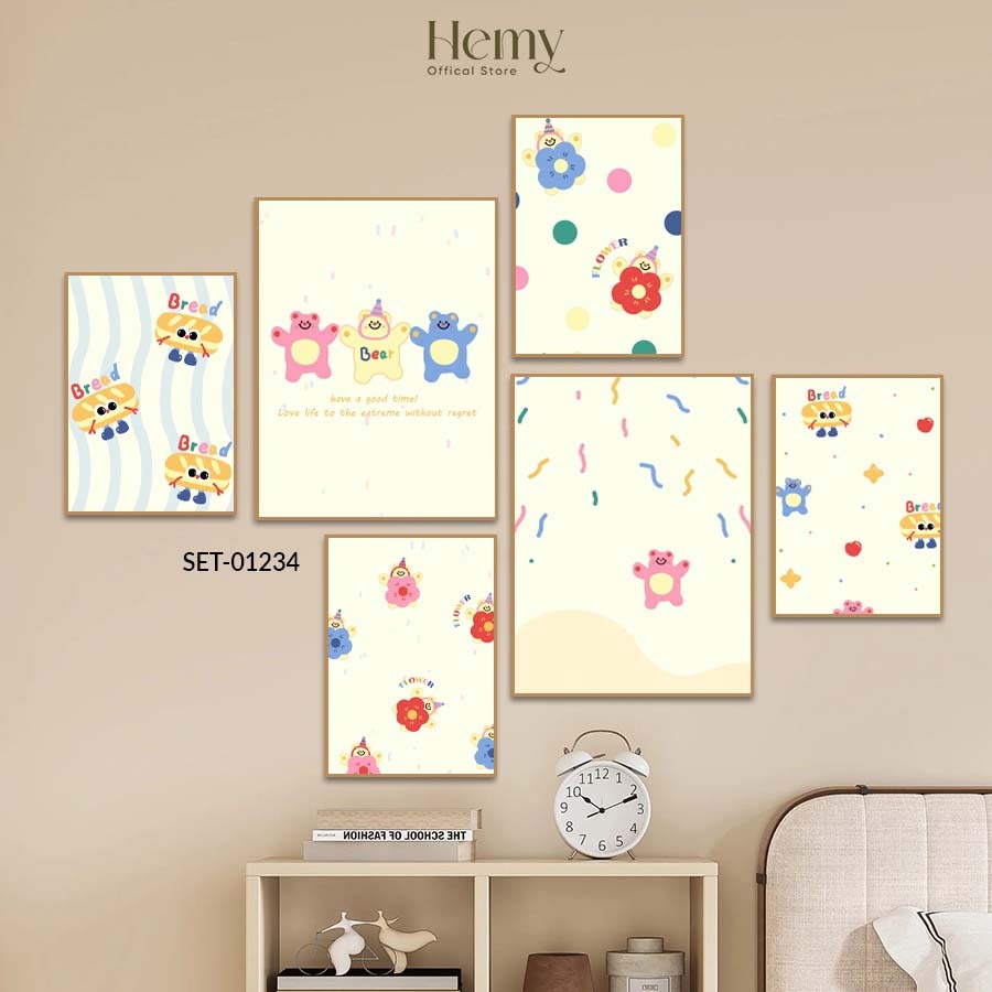 SET 6 Tranh Dán Nhiều Mẫu Dễ Thương ,Trendy, Decor Phòng Khách, Phòng Ngủ, Spa, Phòng Nail, Mi - HeMy Decor