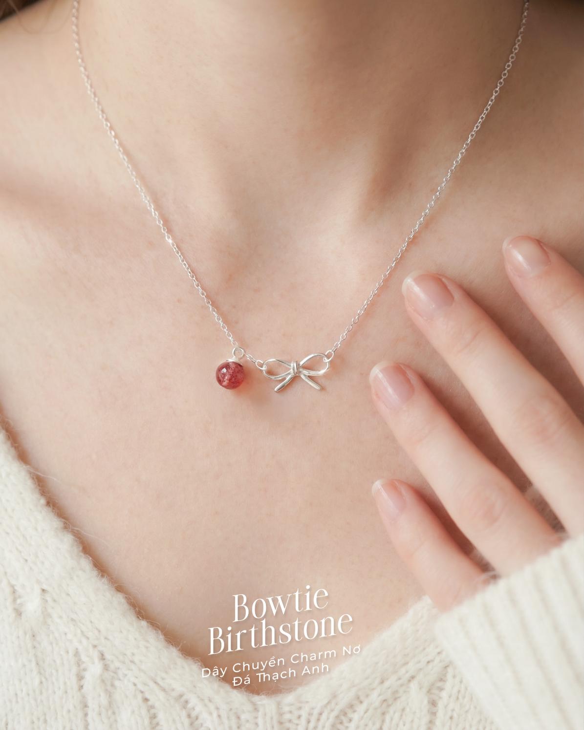 Dây Chuyền Sincera Bowtie Birthstone | Bạc s925 Mix Đá