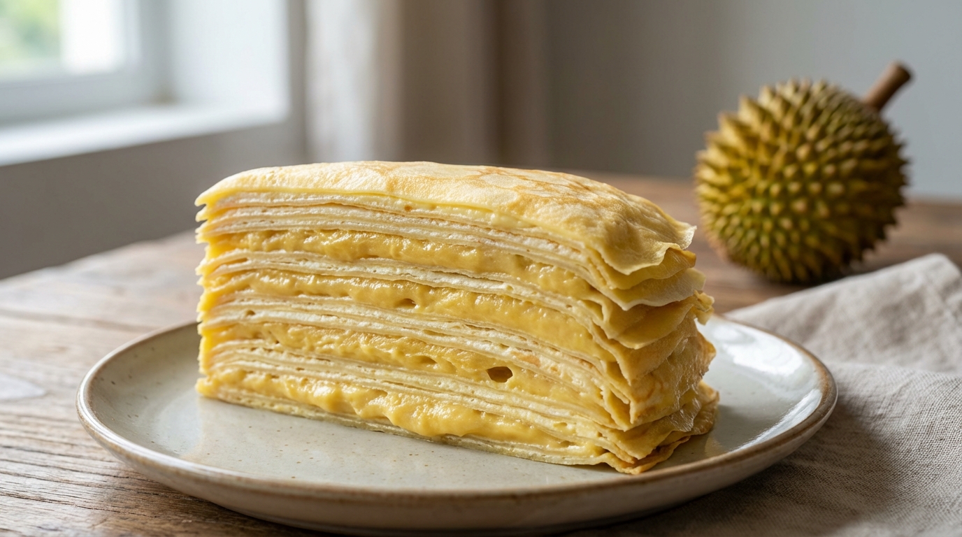Cách làm bánh crepe sầu riêng ngàn lớp - Đặc sản yêu thích cho những tín đồ mê sầu riêng