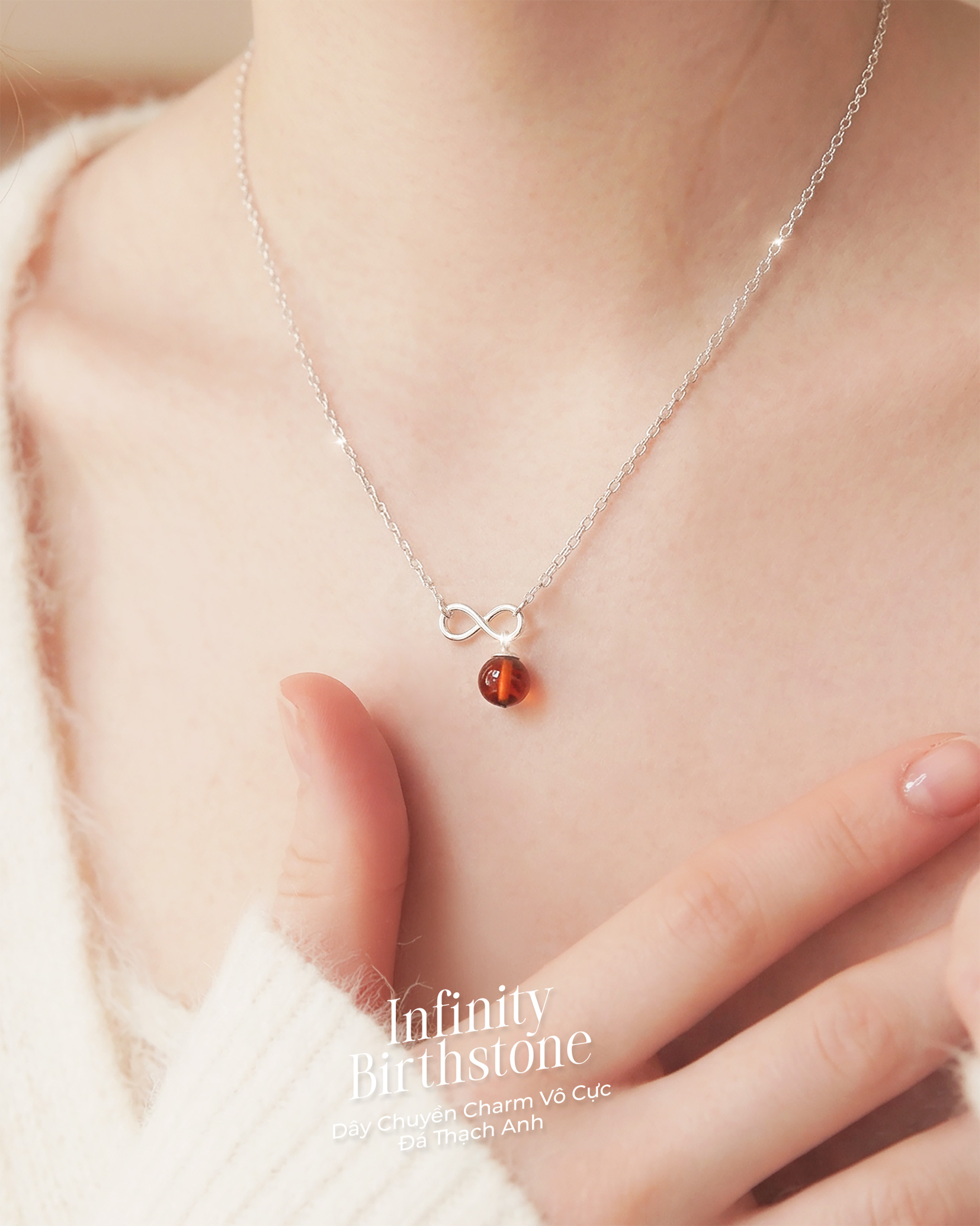 Dây Chuyền Sincera Infinity Birthstone | Bạc s925 Mix Đá