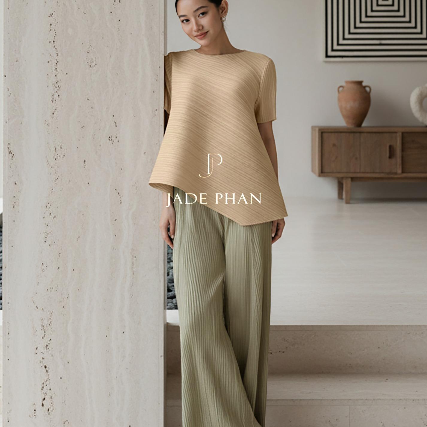 Set gồm áo và quầnmix màu, bộ quần áo xếp ly chuẩn form thanh lịch Jennie Gerda