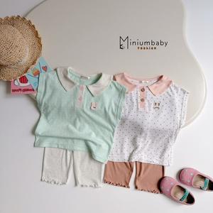 Bộ sát nách quần lỡ bé gái có cổ