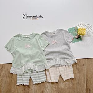 Bộ cộc quần đùi bé gái không cổ