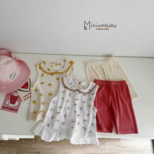Bộ sát nách quần lỡ bé gái có cổ