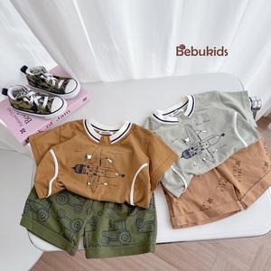 Bộ cộc quần đùi bé trai không cổ