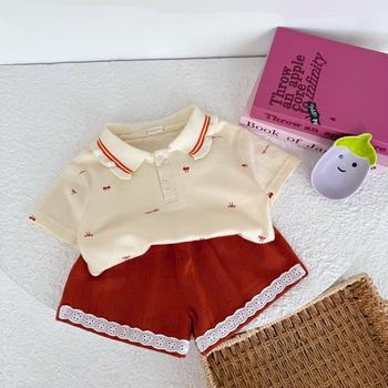 Bộ cộc quần đùi bé gái có cổ