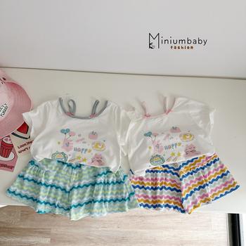 Bộ cộc quần váy bé gái không cổ