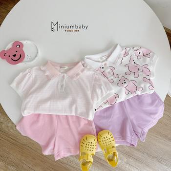 Bộ cộc quần đùi bé gái có cổ