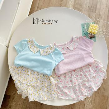 Bộ cộc quần váy bé gái có cổ