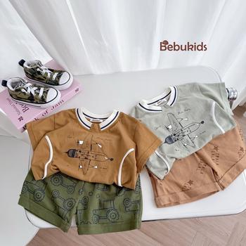 Bộ cộc quần đùi bé trai không cổ