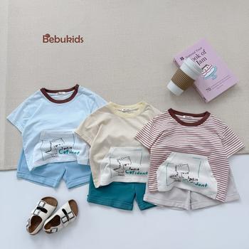 Bộ cộc quần đùi bé trai không cổ