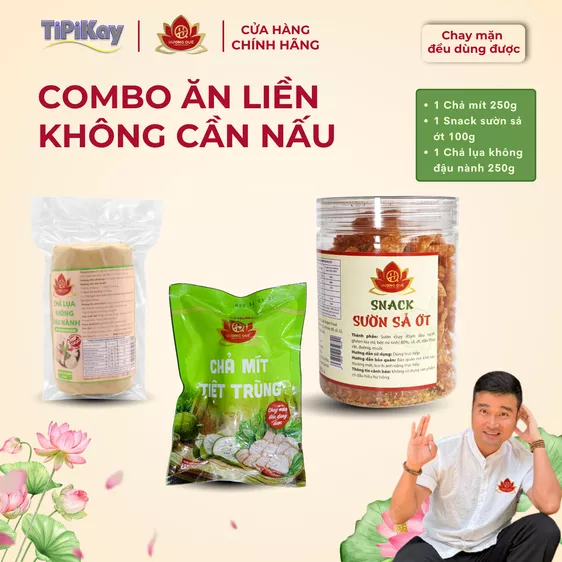 Product image - [Combo 3 Món] 1 Chả Mít 250g + 1 Chả Không Đậu Nành 250g + 1 Snack Sườn Sả Ớt 100g