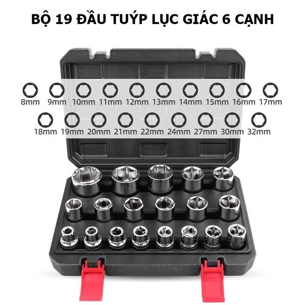 Product image - Bộ 19 Đầu Tuýp Lục Giác 8-32mm
