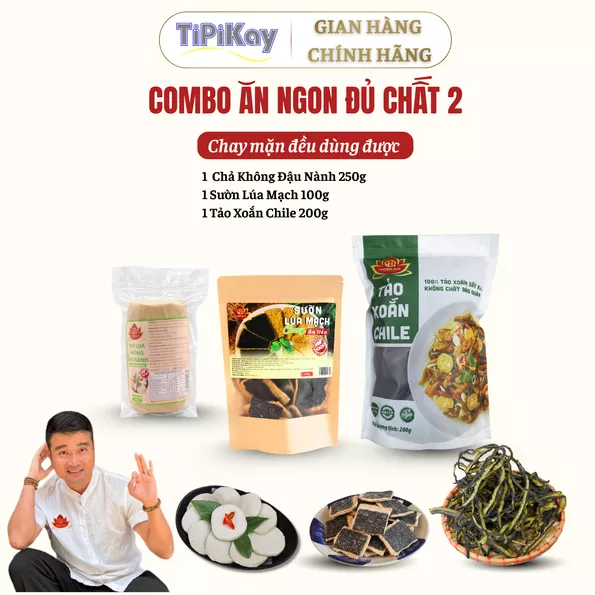 Product image - [Combo 3 Món] 1 Tảo Xoắn Chile 200g + 1 Chả Không Đậu Nành 250g + 1 Sườn Lúa Mạch Chay 100g