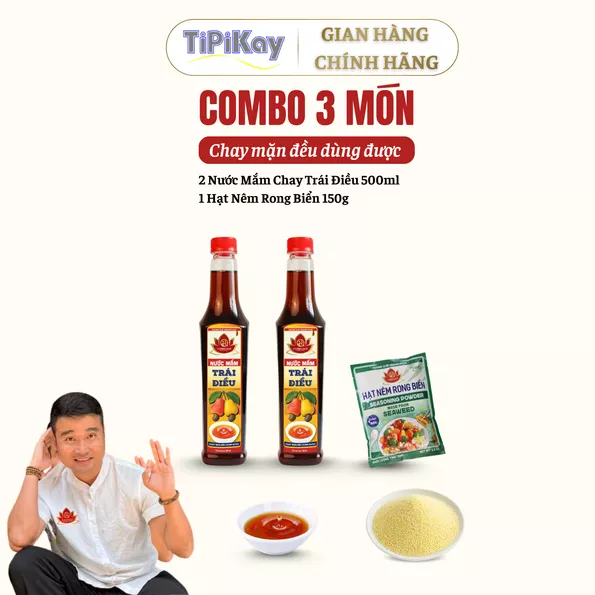 Product image - [Combo 3 Món] 2 Nước Mắm Trái Điều 500ml  + 1 Hạt Nêm Rong Biển 150g