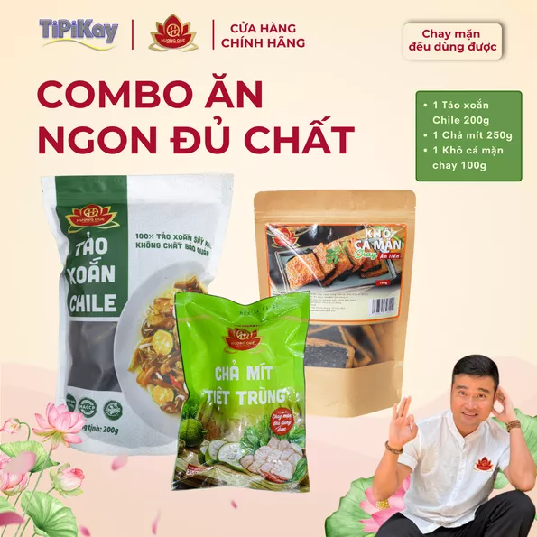 Product image - [Combo 3 Món] 1 Tảo Xoắn Chile 200g + 1 Chả Mít 250g + 1 Khô Cá Mặn Chay 100g