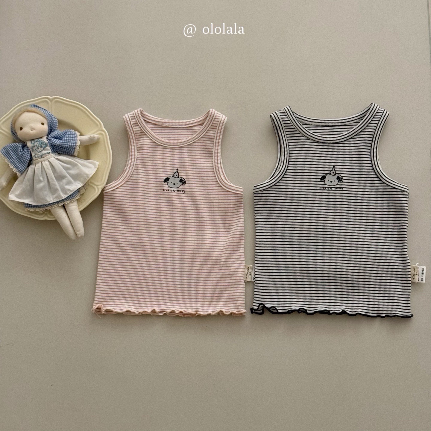 áo ba lỗ kẻ in hình cún ololala