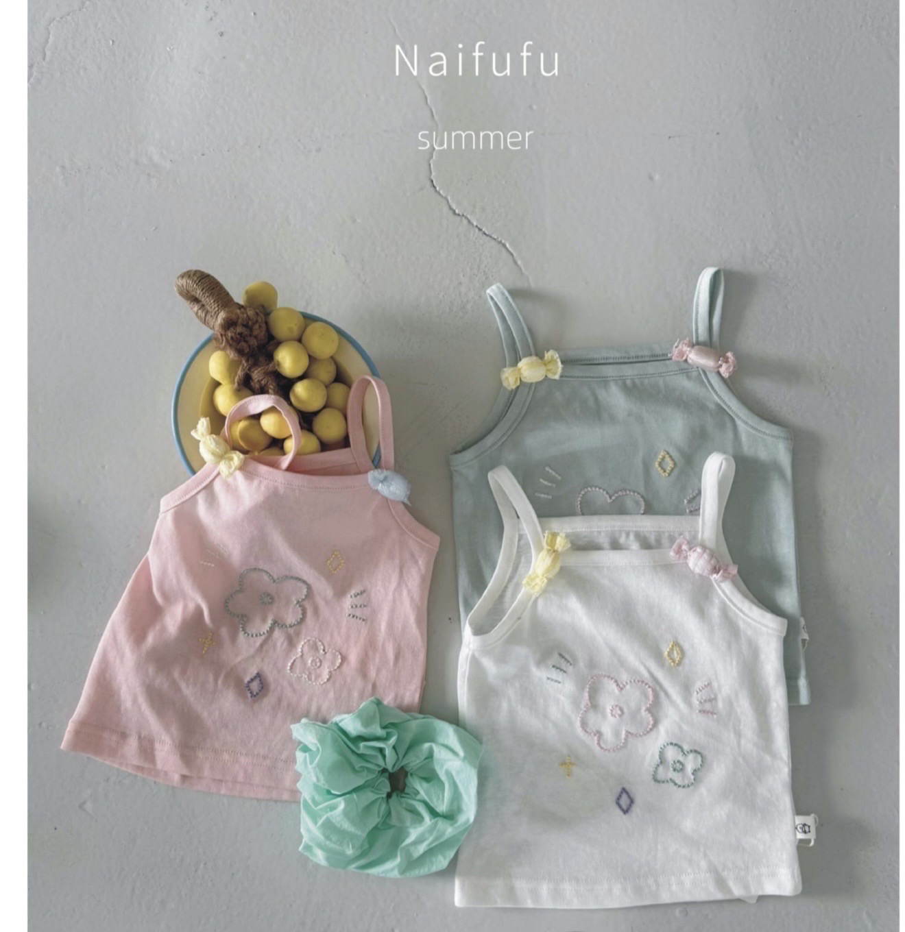 áo 2 dây thêu hình hoa xanh nfufu
