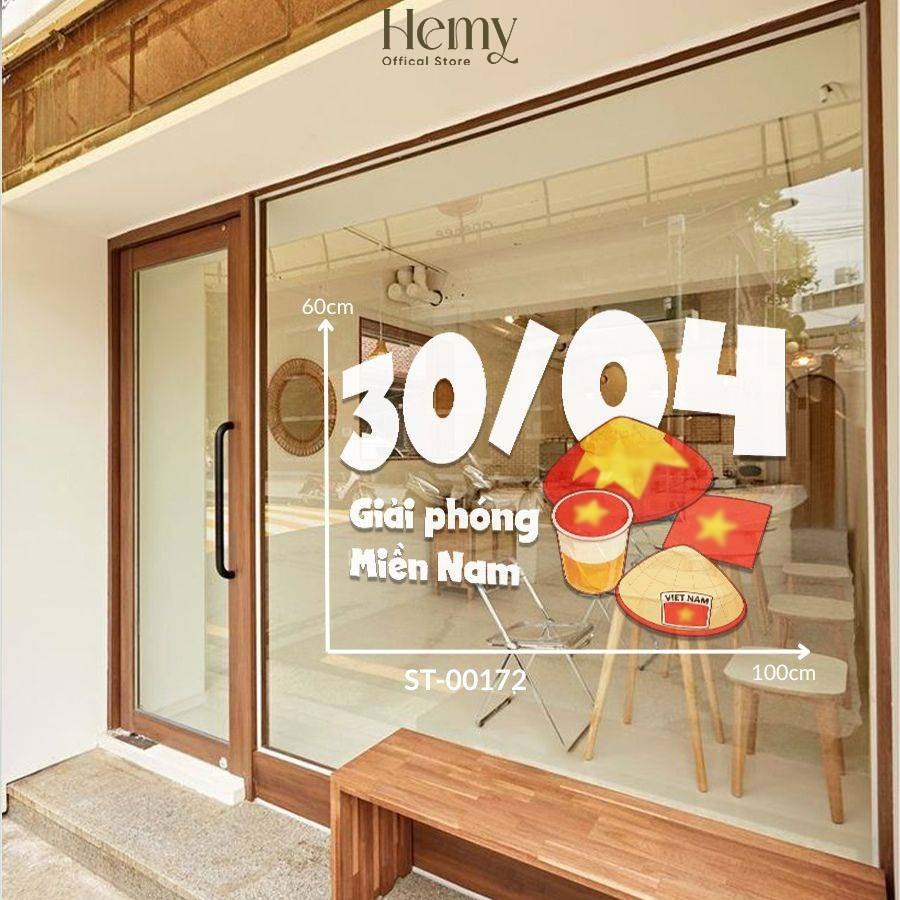 Decal Dán Kính Chủ Đề Việt Nam, Yêu Nước, Trang Trí Nhà, Quán Cafe, Văn Phòng, Bền Đẹp, PVC Chống Nước - HeMy Decor