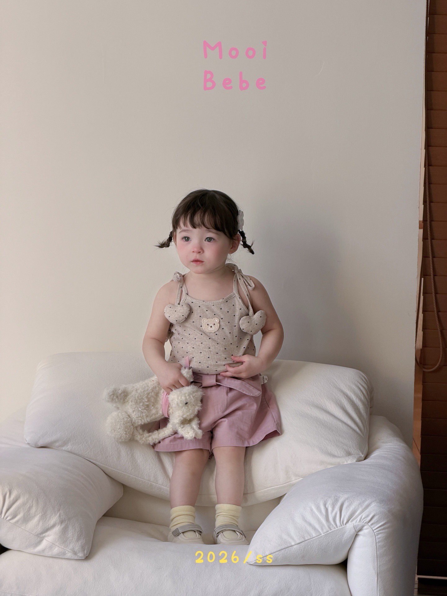 áo 2 dây trái tim chấm bi nâu mooi