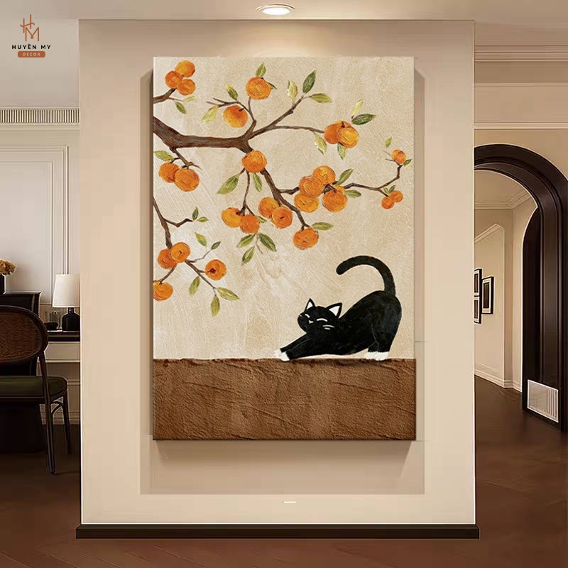 Tranh Đơn Canvas Hình Mèo Treo Tường Dễ Thương , Decor Phòng Khách, Phòng Ngủ, Homestay, Spa, Khách Sạn – Huyền My Decor