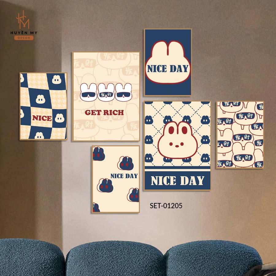 K2284 - Set 6 Tranh Dán Tường Nhiều Ngộ Nghĩnh , Decor Phòng Ngủ Nhẹ Nhàng Dễ Thương, Decor Quán Cafe - Huyền My Decor