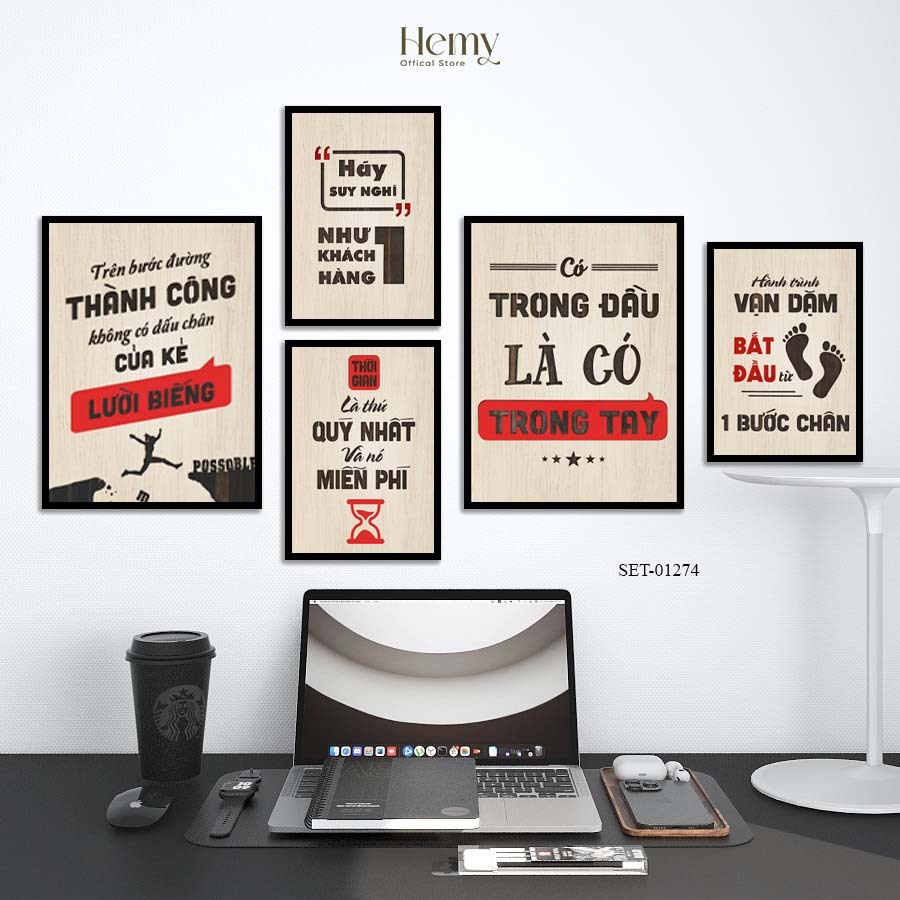 Set 5 Tranh Dán Tường Chủ Đề Động Lực – Phong Cách Hiện Đại, Truyền Cảm Hứng Cho Không Gian Việc – HeMy Decor 2