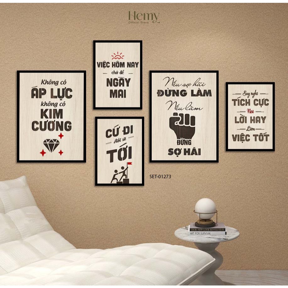 Set 5 Tranh Dán Tường Chủ Đề Động Lực – Phong Cách Hiện Đại, Truyền Cảm Hứng Cho Không Gian Việc – HeMy Decor