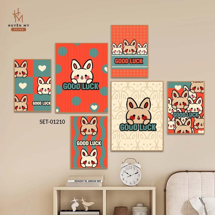 Set 6 Tranh Dán Tường Nhiều Ngộ Nghĩnh , Decor Phòng Ngủ Nhẹ Nhàng Dễ Thương, Decor Quán Cafe - Huyền My Decor