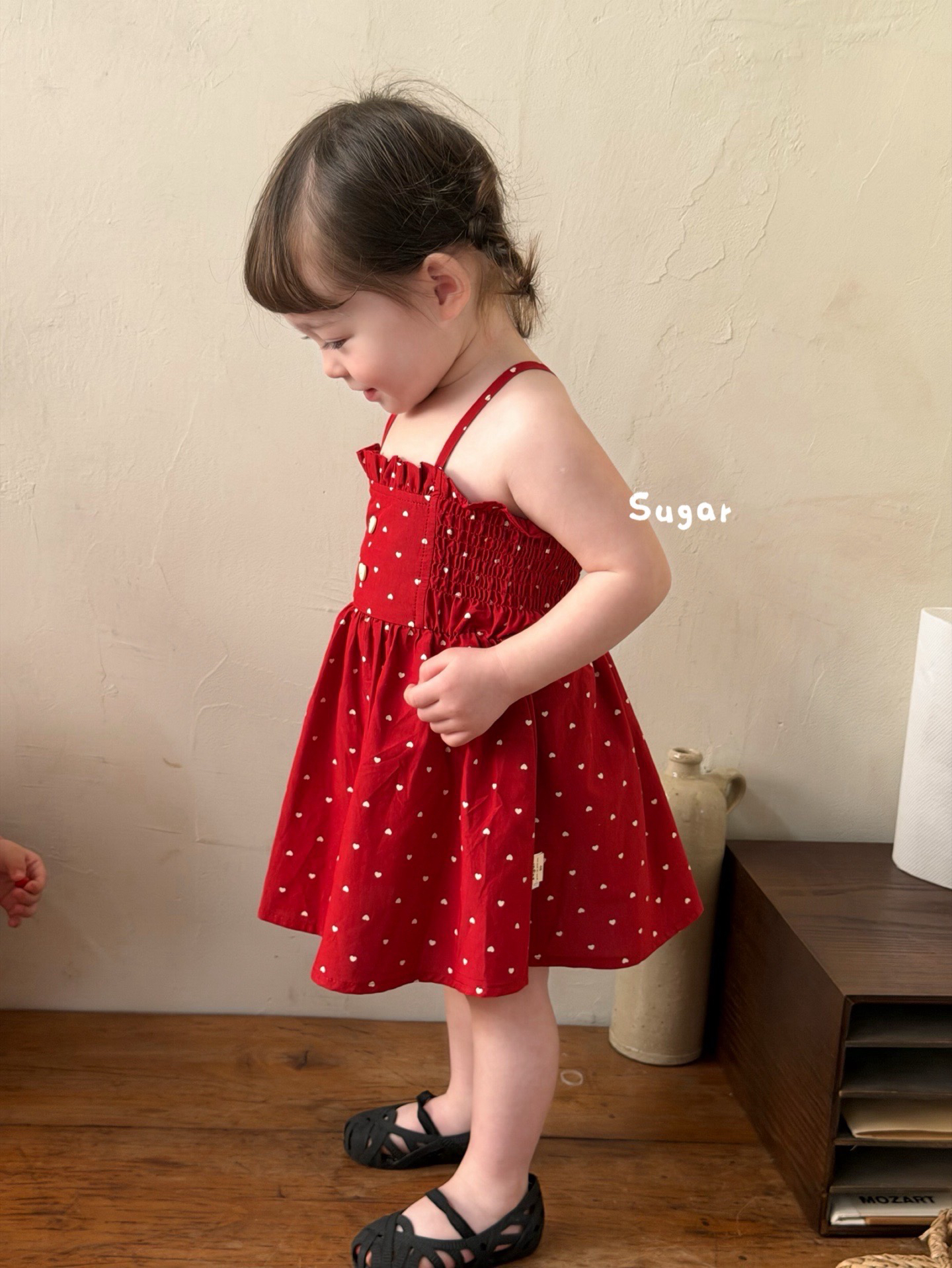 váy đỏ chấm trái tim sugar